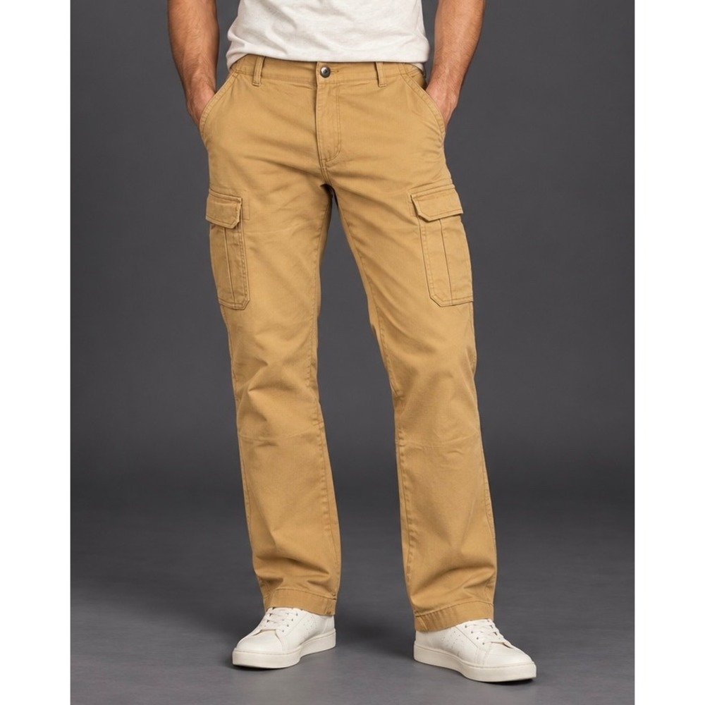 Lee Mens Motion Stretch Cargo Pants 38x32 Acorn Tan Regular Straight Hiking